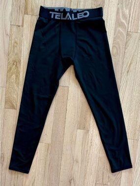 Boys Thermal Compression Leggings Black Fleece Lined Base Layer M Medium 10-11